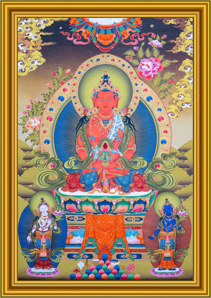Amityus with Avalokiteshwara and Padmapani
