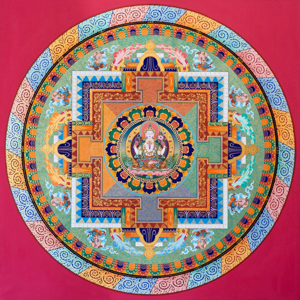 4-5 Feet Avalokiteshwara Mandala (8-10 Feet with silk mount)