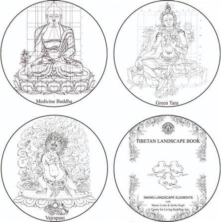 Medicine Buddha, Green Tara, Vajrapani, and Tibetan Landscape  Drawing Course (USD 750)
