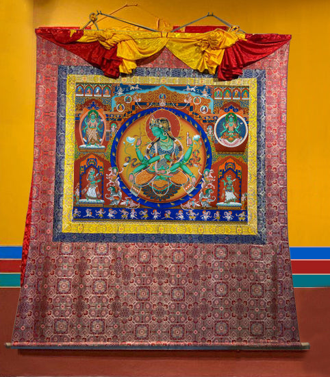 4-5 英尺 Alchi Tara in Celestial Abode（8-10 英尺帶絲綢坐騎）