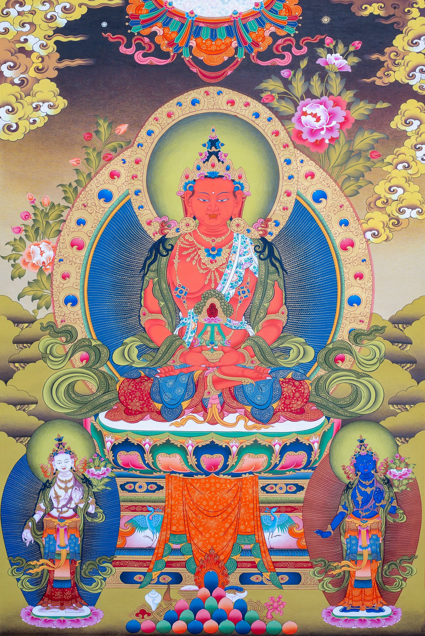 Amityus 與 Avalokiteshwara 和 Padmapani