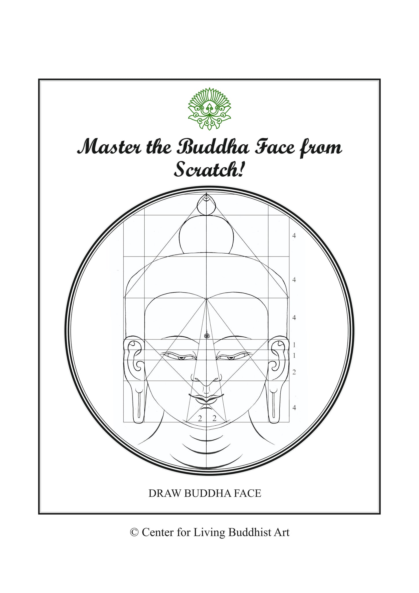 Нарисуйте лицо Будды Шакьямуни (включает сетки, шаги, практические листы для глаз, губ и лица)