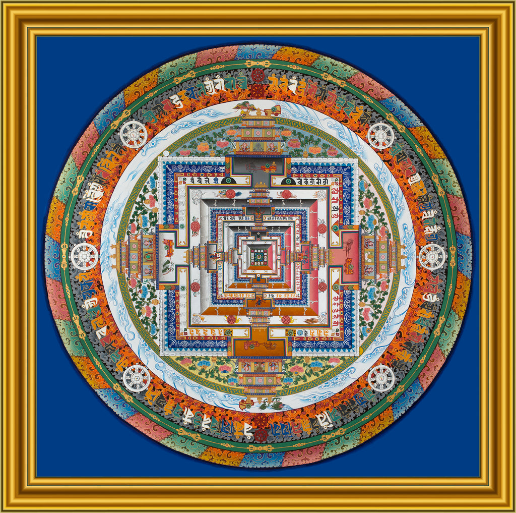 好評新品一点もの 『肉筆 カーラチャクラ 曼荼羅 　 』　53cm　 上質 細密画 　　　チベット密教の究極 　仏画　　瞑想　ダライラマ　西蔵 kl1 人物、菩薩