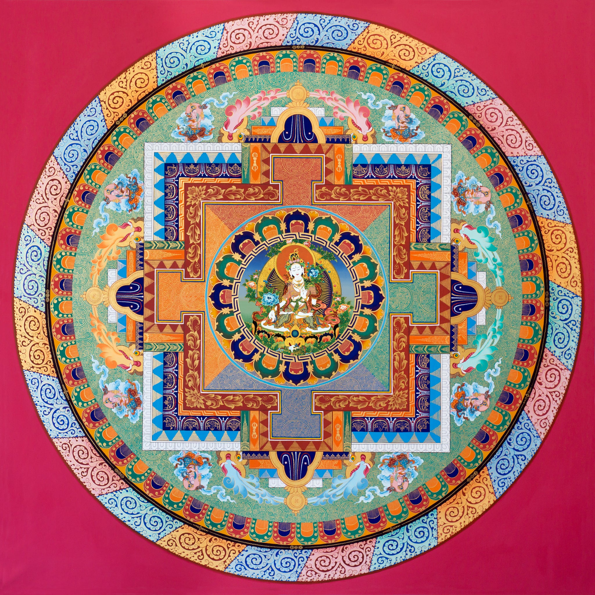 4-5 Feet White Tara Mandala (8-10 Feet with silk mount)